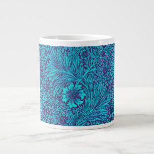 Caneca De Café Grande Turquesa venenosa padrão floral roxo escuro