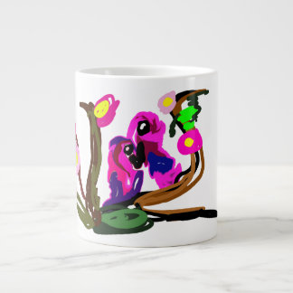 Caneca De Café Grande Two parrots live 