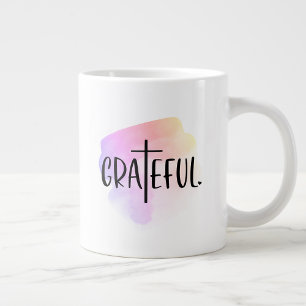 Caneca De Café Grande Typografia Grateful Cross