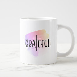 Caneca De Café Grande Typografia Grateful Cross