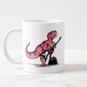 Caneca De Café Grande Tyrannosaurus Rex Tocando Violão.