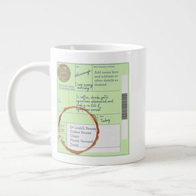Caneca De Café Grande UK RX Prescription MUG - Sopro Engraçado Personali (Esquerda)