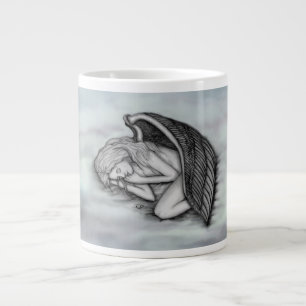 Caneca De Café Grande Um anjo adormecido nas nuvens do céu