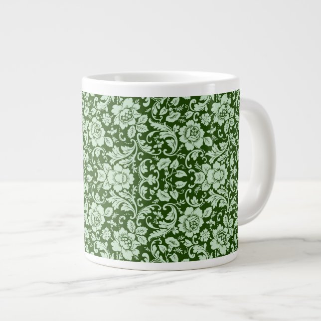Caneca De Café Grande Um antigo damasco floral (Frente Esquerda)