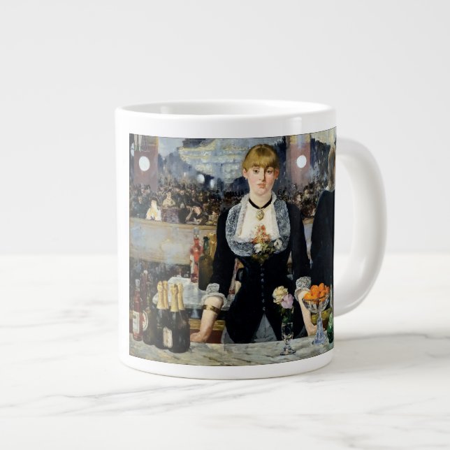 Caneca De Café Grande Um Bar no Folies-Bergère por Manet (Frente Esquerda)