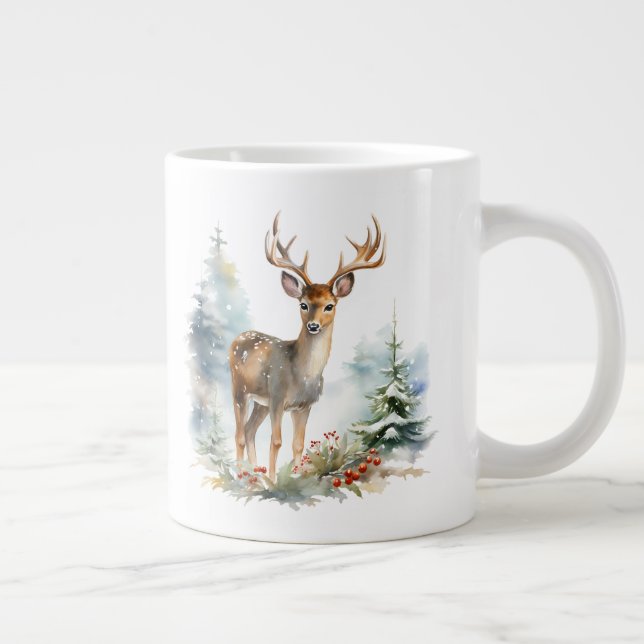 Caneca De Café Grande Um Belo Veado No Café De Natal (Direita)
