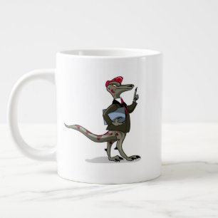 Caneca De Café Grande Um Cartoon Iguanodon Clerk.