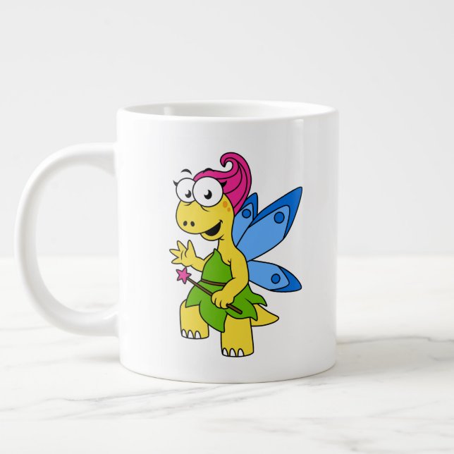 Caneca De Café Grande Um Dinossauro Fairysaur De Cartoon. (Esquerda)