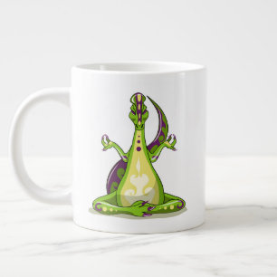 Caneca De Café Grande Um Dinossauro Iguanodon Fazendo Yoga.
