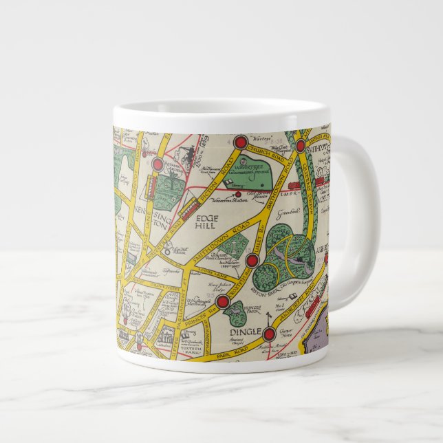 Caneca De Café Grande Um mapa de Merseyside, Liverpool (Frente Esquerda)
