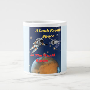 Caneca De Café Grande Um olhar do espaço, enquanto o mundo queima
