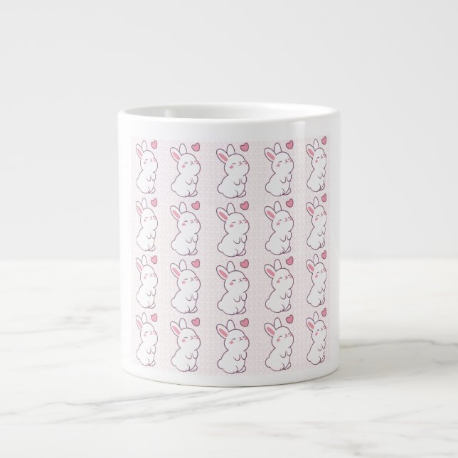 Caneca De Café Grande Um Pequeno Coelho Feito de Sentimentos (Frente)
