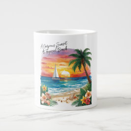 Caneca De Café Grande Um pôr do sol deslumbrante na praia tropical, féri