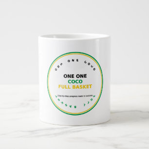Caneca De Café Grande Um Um Coco Cesto Cheio