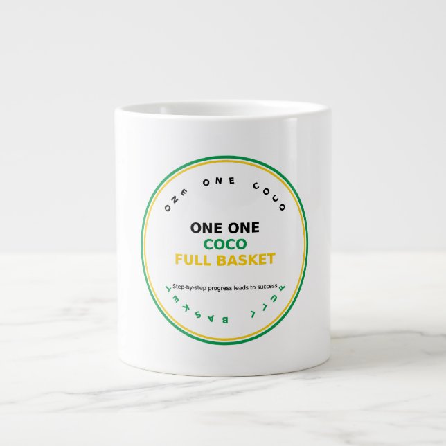 Caneca De Café Grande Um Um Coco Cesto Cheio (Frente)