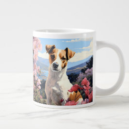 Caneca De Café Grande Uma Haven Floral de Jack Russell Terrier
