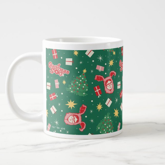 Caneca De Café Grande Uma história de Natal | Padrão de Ícone de Natal (Esquerda)