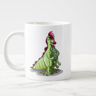 Caneca De Café Grande Uma Mulher Hadrosaurus Segurando Uma Boneca.
