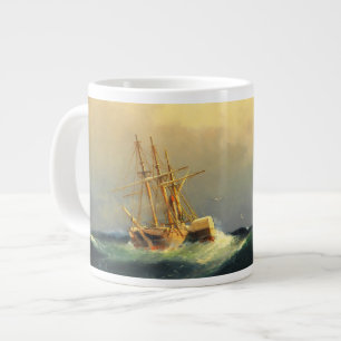 Caneca De Café Grande Uma nave de vapor em uma tempestade no oceano Atlâ