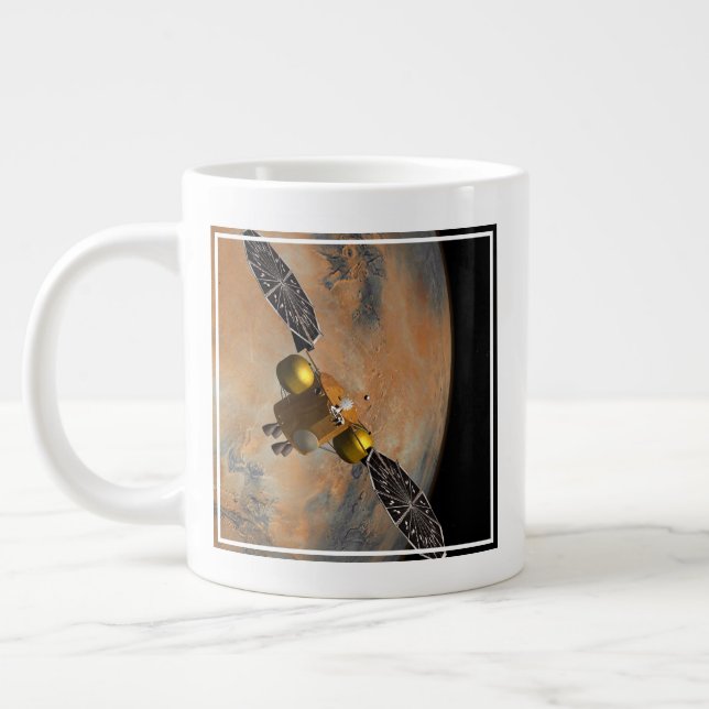 Caneca De Café Grande Uma nave espacial Orbitando Marte. (Esquerda)