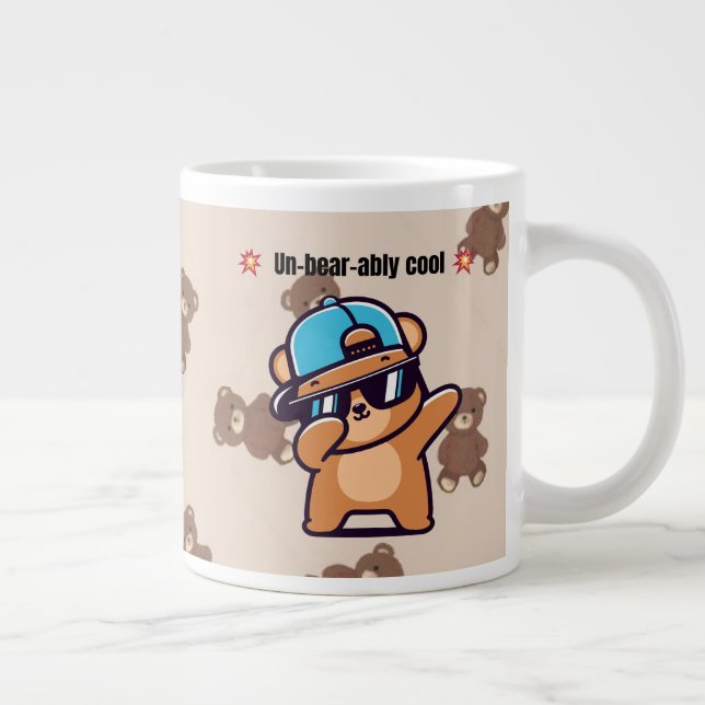 Caneca De Café Grande Un-Bear-ably Cool | Cute Bear Coffee Mug (Direita)
