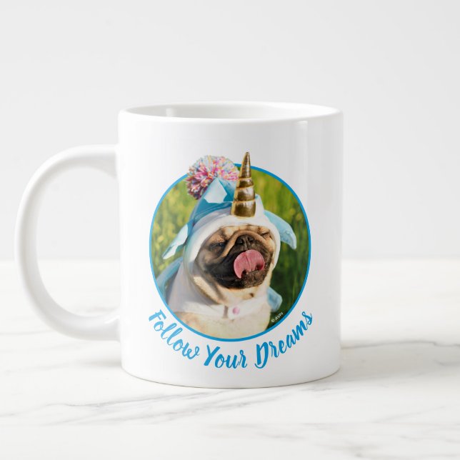 Caneca De Café Grande Unicorn Pug (Esquerda)