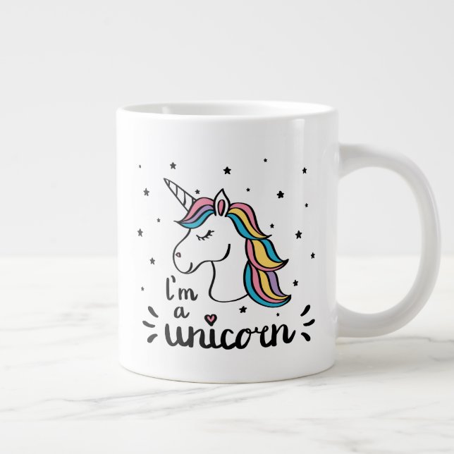 Caneca De Café Grande Unicórnio| Sou um unicórnio (Direita)