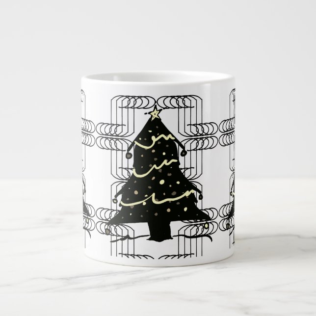 Caneca De Café Grande Unusual Cool Novel Chic Modern Christmas Tree (Frente)