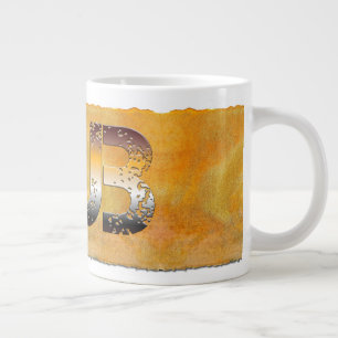 Caneca De Café Grande Ursinho de SlipperyJoe, palavra cor laranja-castan