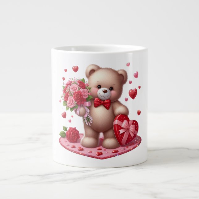 Caneca De Café Grande Urso de pelúcia Dia de os namorados (Frente)