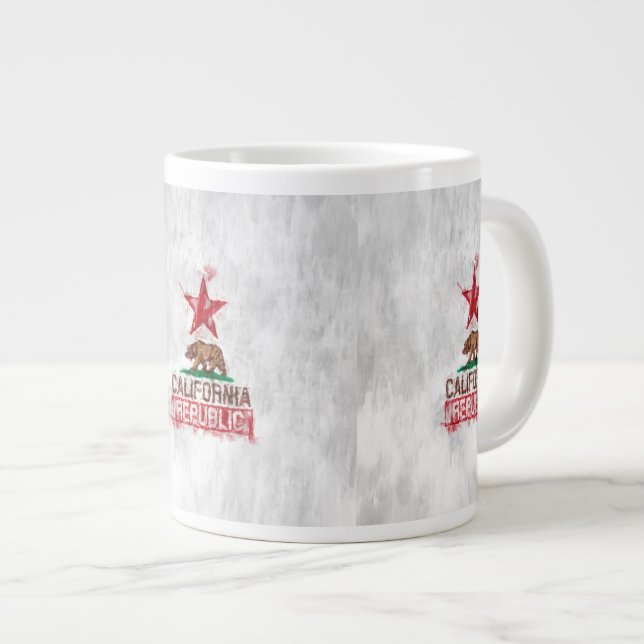 Caneca De Café Grande Urso de Sinalizador da República da Califórnia em  (Frente Esquerda)