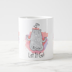 Caneca De Café Grande Urso de Yoga Deixe Ir