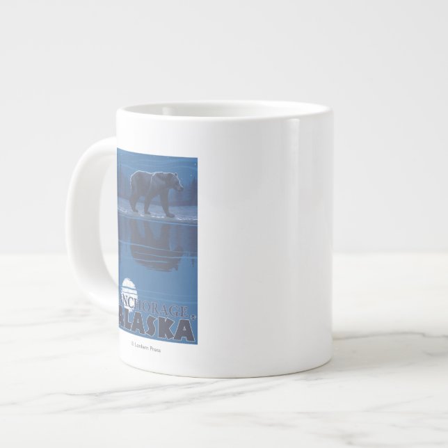 Caneca De Café Grande Urso em Lua - Anchorage, Alasca (Frente Esquerda)