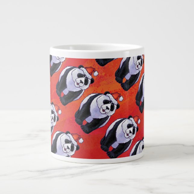 Caneca De Café Grande Urso Panda em Santa Chapéu em Vermelho (Frente)