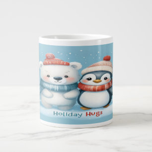 Caneca De Café Grande urso polar, pinguim, amigos de férias, inverno aco