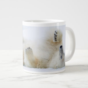 Caneca De Café Grande Urso polar rolando na neve, Noruega