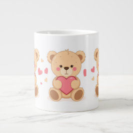 Caneca De Café Grande Urso Teddy Fofo Segurando Coração – Amor de Ilusão