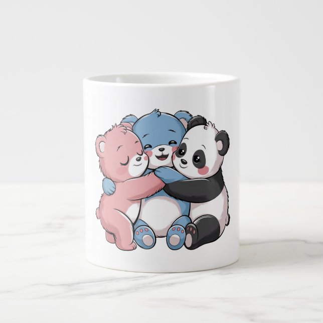 Caneca De Café Grande Ursos de Teddy Bonitos com Panda (Frente)