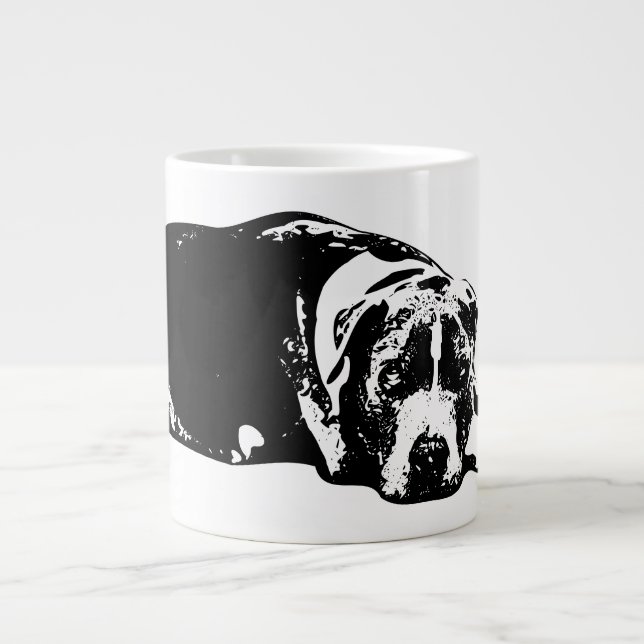 Caneca De Café Grande Urticária Vigorosa Mistura Monocromática (Frente)