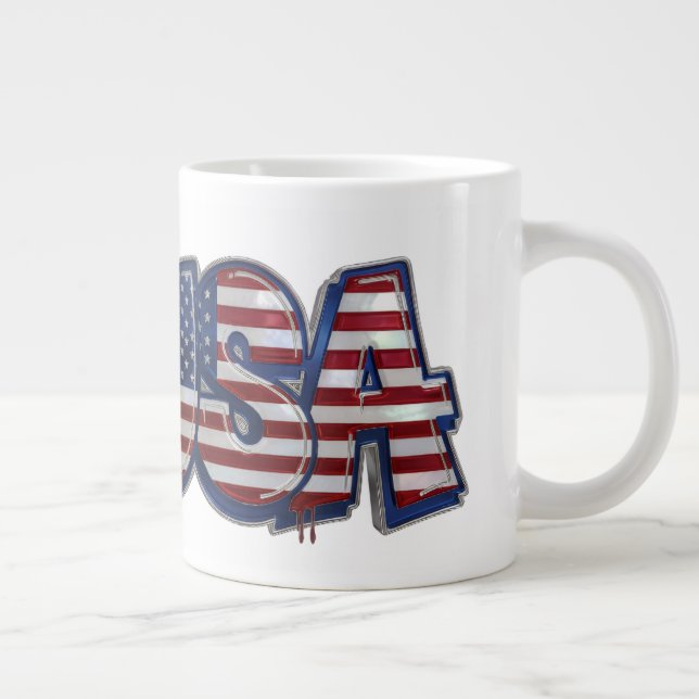 Caneca De Café Grande USA Flag Graffity Personalized Text (Direita)