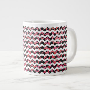 Caneca De Café Grande Vaca Chevron Rosa e Preta