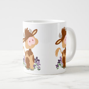 Caneca De Café Grande Vaca de desenho animado fofa mastigando