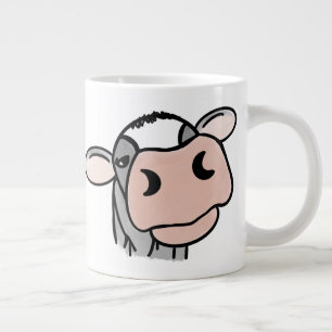 Caneca De Café Grande vaca de desenho animado preto branco rosa beijo ci