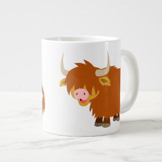 Caneca De Café Grande Vaca do planalto de desenhos brancos