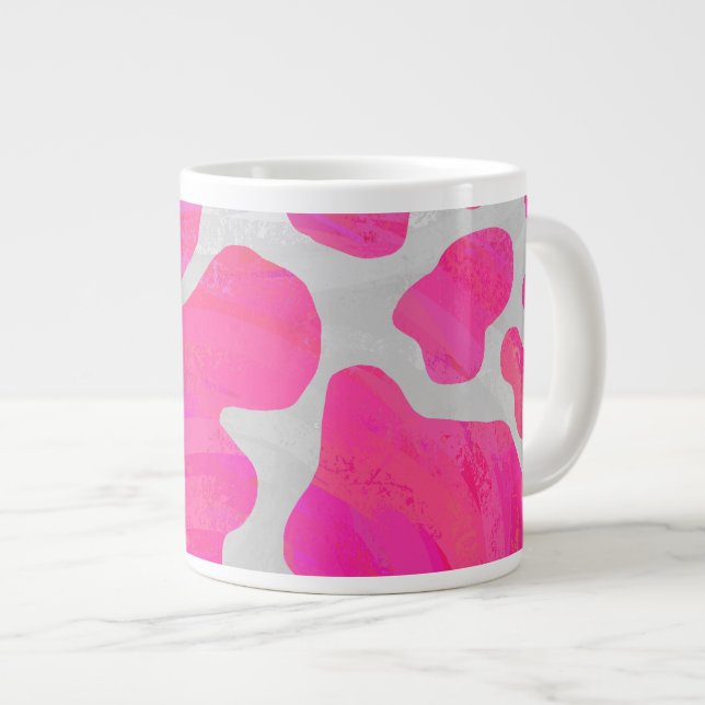 Caneca De Café Grande Vaca rosa quente e Impressão branco (Frente Esquerda)