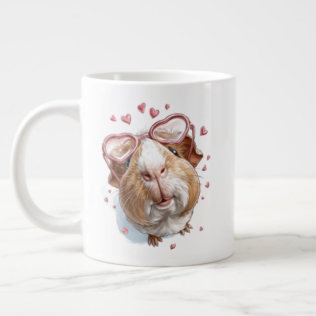 Caneca De Café Grande Valentine Gerbil Coffee Mug – Cute Heart Glasses  (Esquerda)