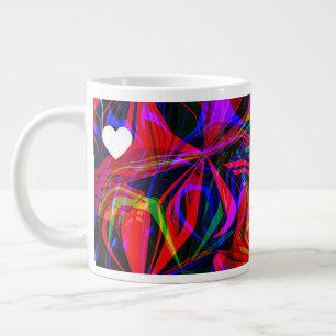 Caneca De Café Grande Valentines Abstrato Psicodélico Colorido Vermelho