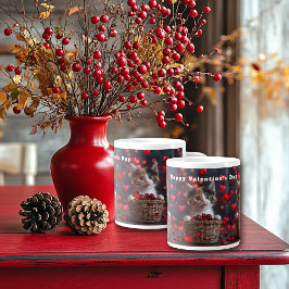 Caneca De Café Grande Valentine's Day Calico Kitten Red Hearts Candy