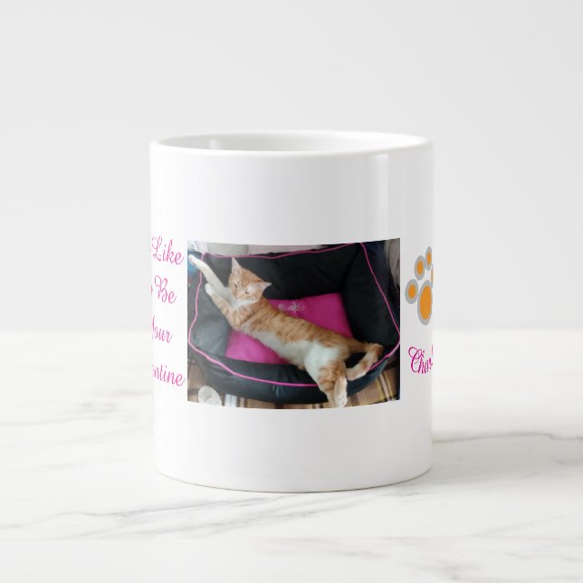 Caneca De Café Grande Valentine's Ginger Cat Photo Fun (Frente)