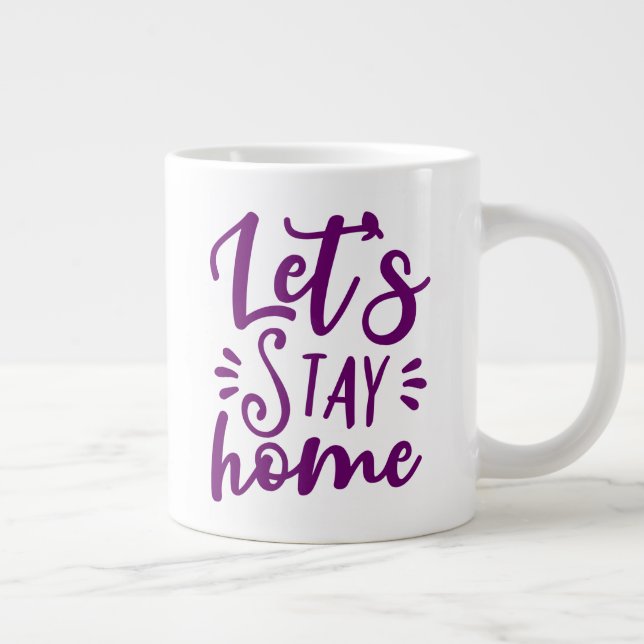 Caneca De Café Grande Vamos fica em casa roxo (Direita)